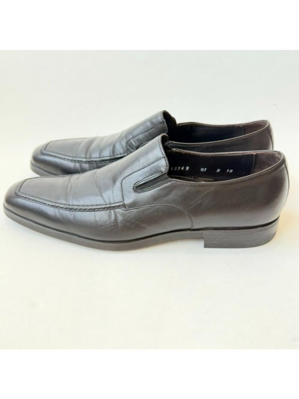 Santoni Leather Slip-On Dress Loafers Men's Size 10D Black Made In Italy - Picture 3 of 10